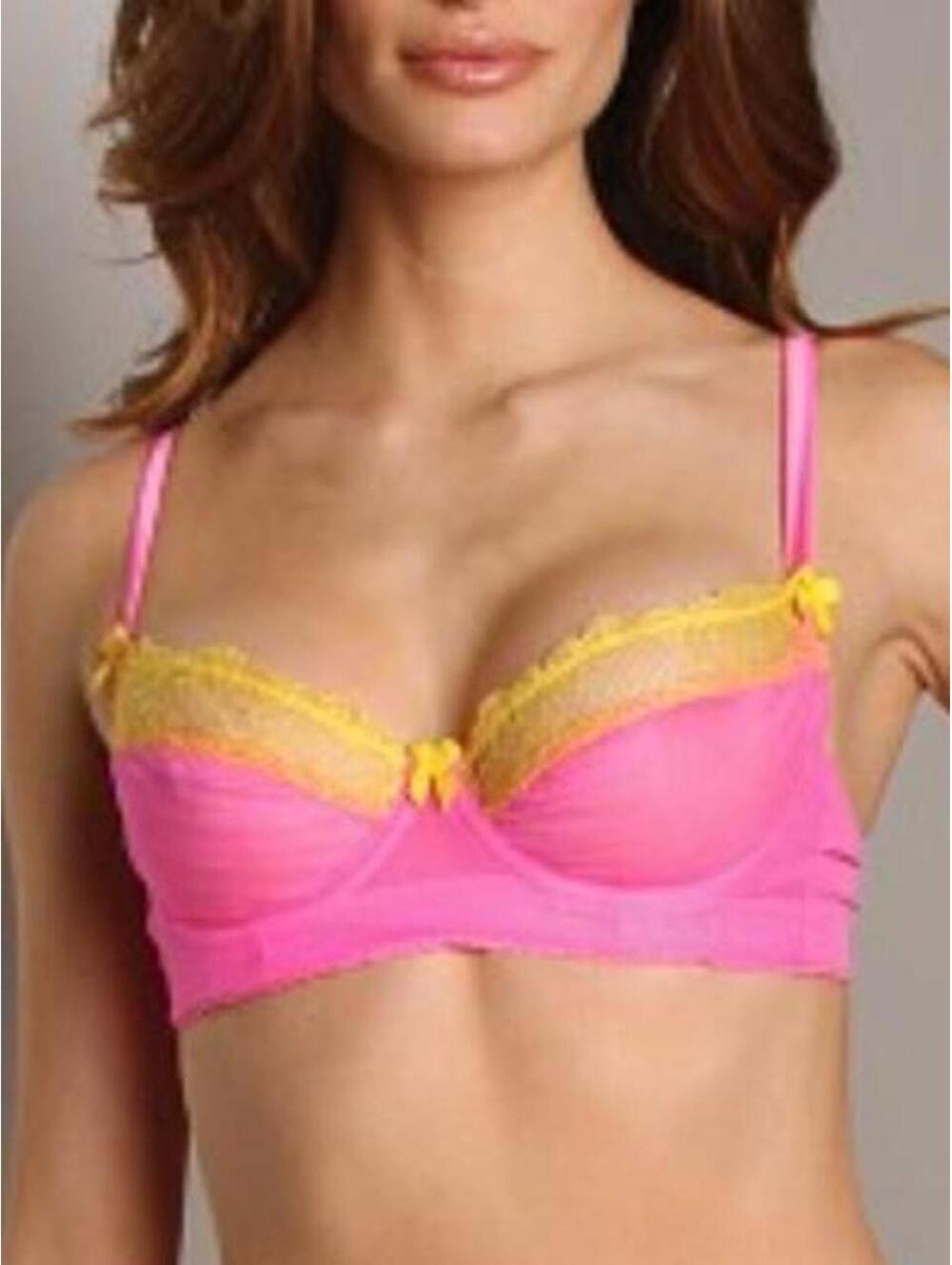 Mimi Holliday Kamikaze Pink Plunge 100% Silk lace Pink Bra36B